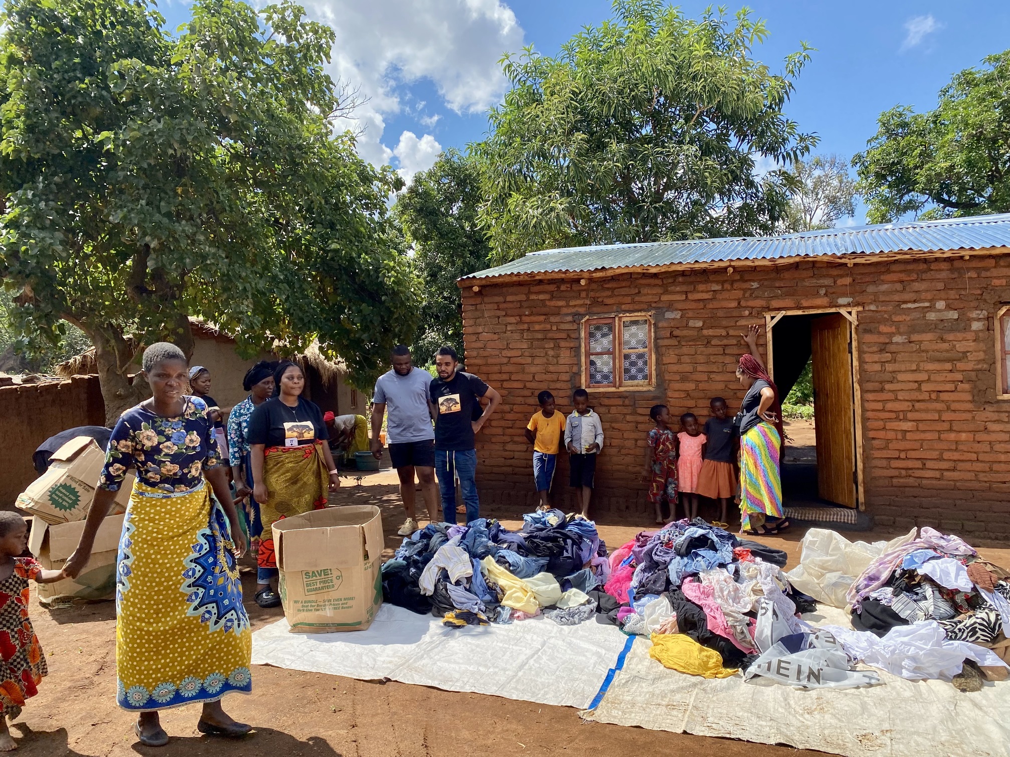 Distributing supplies to families